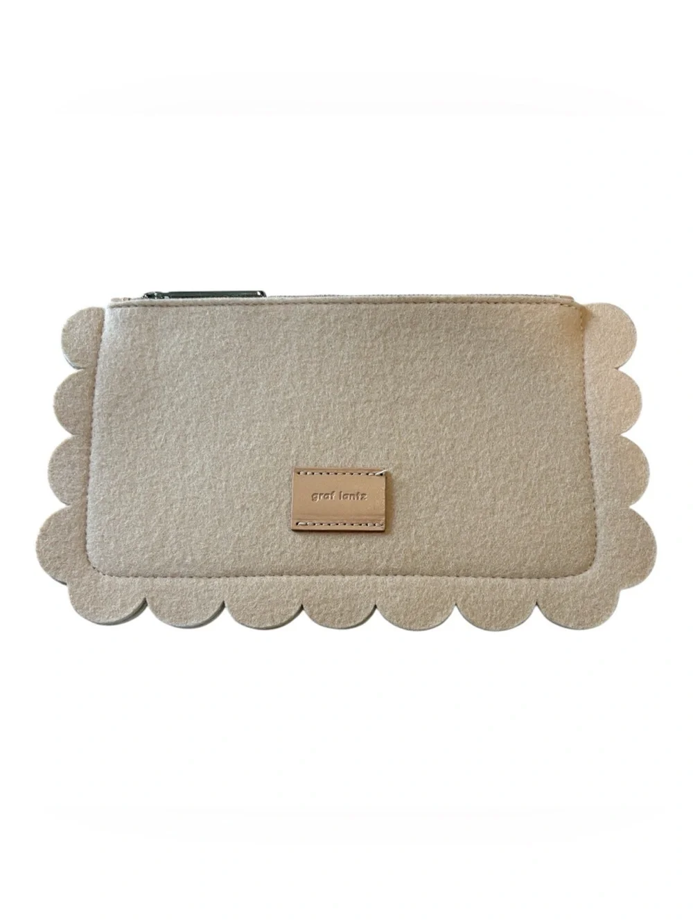 Graf Lantz - Deco Edge merino wool pouch, clutch, wristlet, handbag. Cream. NWOT